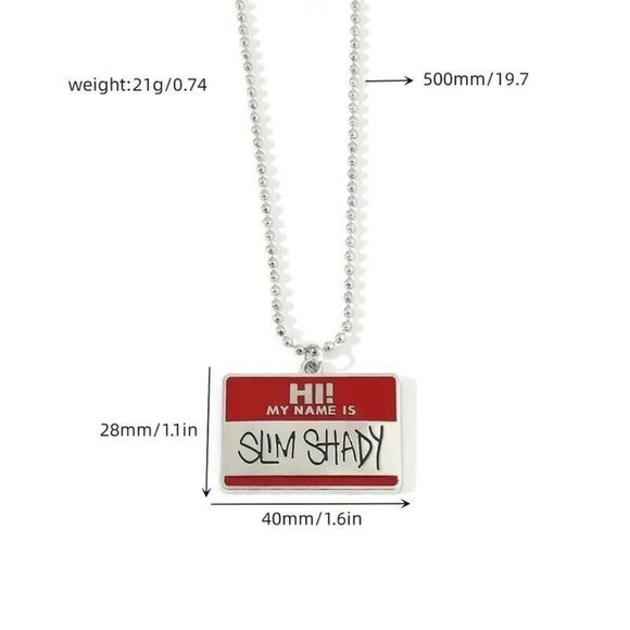 EMINEM Slim Shady Hi My Name Is Chain Hip Hop Pendant Necklace Rapper - Picture 6 of 6